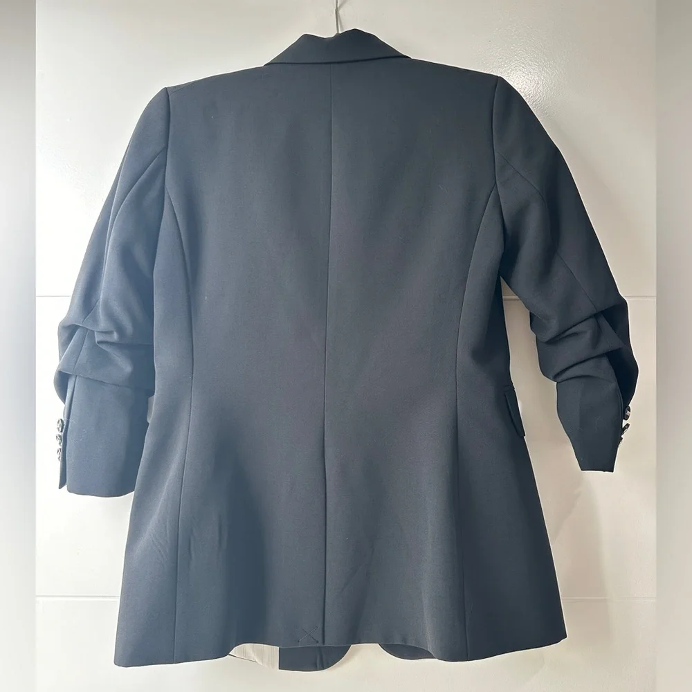 DKNY Black Tailored Blazer Womens Chic Minimalist Layering Jacket Model | Size 4 - Picture 10 of 11